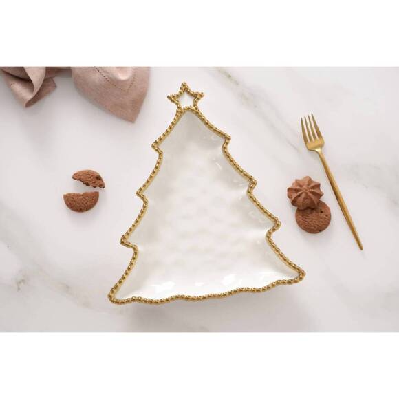 NEW PAMPA BAY christmas tree platter in white/gold - Picture 2 of 4